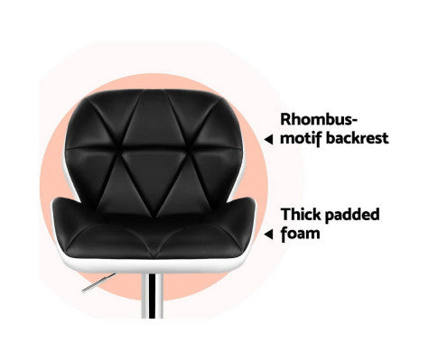 SET OF 2 BAR STOOLS - WHITE BLACK & CHROME