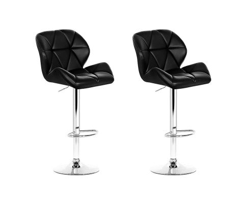 SET OF 2 BAR STOOLS - BLACK AND CHROME