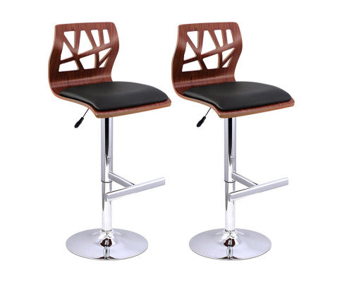 SET OF 2 WOODEN GAS LIFT BAR STOOLS