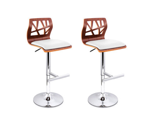 SET OF 2 WOODEN GAS LIFT BAR STOOLS