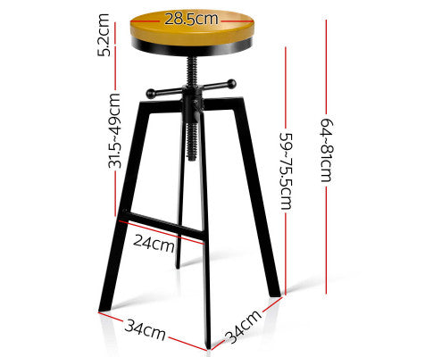 SWIVEL BAR STOOL ADJUSTABLE HEIGHT - BLACK & WOOD