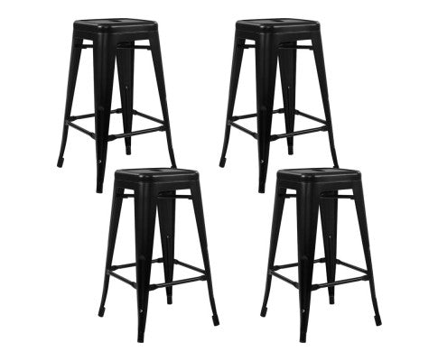 SET OF 4 REPLICA TOLIX BAR STOOLS - BLACK 76CM