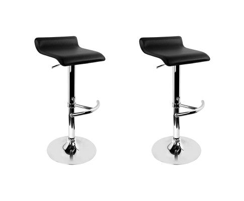 SET OF 2 WAVE STYLE BAR STOOLS - BLACK