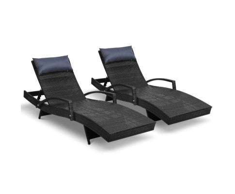 2PCE WICKER OUTDOOR SUN LOUNGE