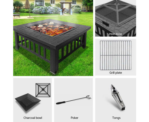 OUTDOOR FIRE PIT - BBQ GRILL STONE PATTERN