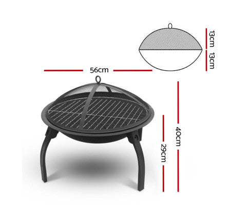 OUTDOOR FOLDABLE FIRE PIT - BBQ GRILL 22 INCH