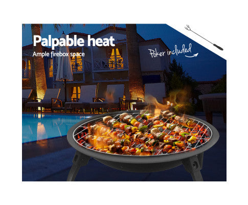 OUTDOOR FOLDABLE FIRE PIT - BBQ GRILL 22 INCH