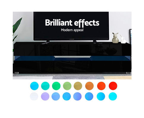 ENTERTAINMENT UNIT RGB LED - GLOSS BLACK 177 CM