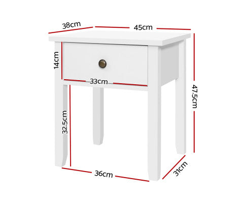 BEDSIDE TABLE NIGHT STAND LACQUER FINISH - WHITE