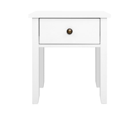 BEDSIDE TABLE NIGHT STAND LACQUER FINISH - WHITE