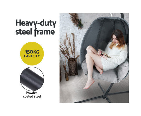 OUTDOOR HANGING FABRIC POD CHAIR - GREY