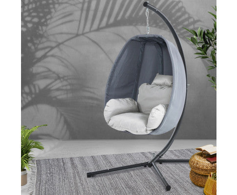 OUTDOOR HANGING FABRIC POD CHAIR - GREY