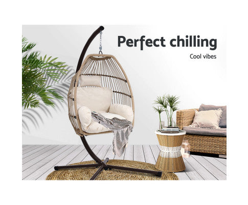 OUTDOOR HANGING POD CHAIR - LATTE