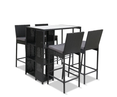 OUTDOOR BAR TABLE AND STOOLS - 5 PIECE