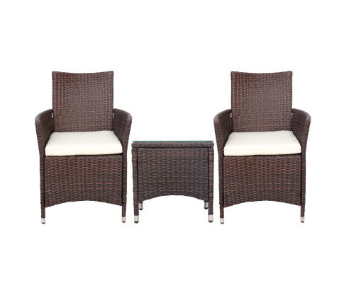 3PCE WICKER OUTDOOR SETTING - BROWN