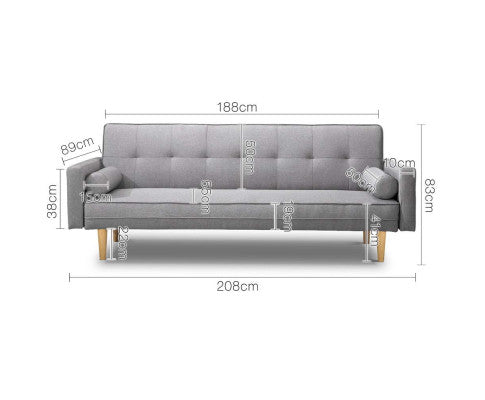 SOFA BED 3 SEATER - CHARCOAL GREY