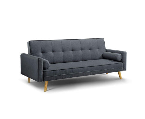 SOFA BED 3 SEATER - CHARCOAL FABRIC