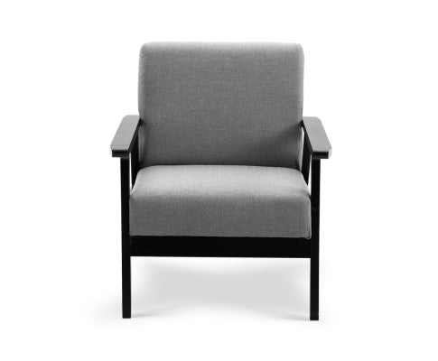 SKANE ARM CHAIR FABRIC - BLACK & GREY