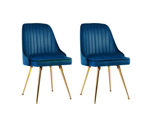 RETRO VELVET DINING CHAIR - BLUE (SET OF 2)