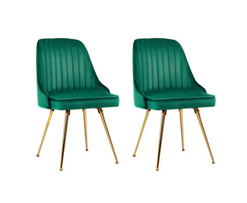 RETRO VELVET DINING CHAIR - GREEN (SET OF 2)
