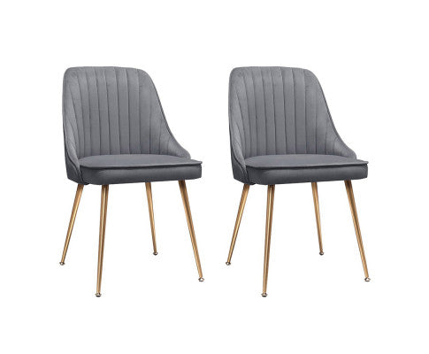RETRO VELVET DINING CHAIR - GREY (SET OF 2)