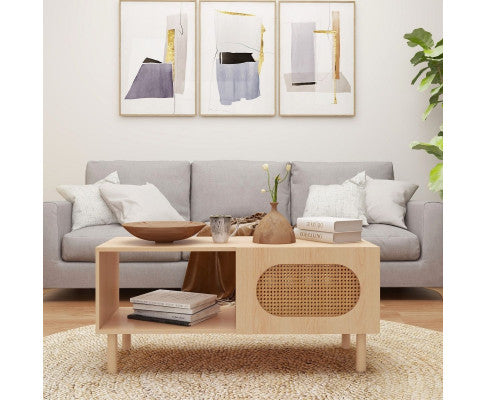 RATTAN COFFEE TABLE IN MAPLE