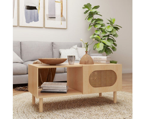 RATTAN COFFEE TABLE IN MAPLE