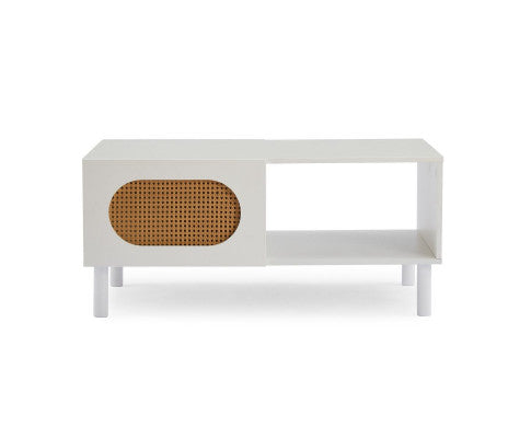 RATTAN COFFEE TABLE IN WHITE