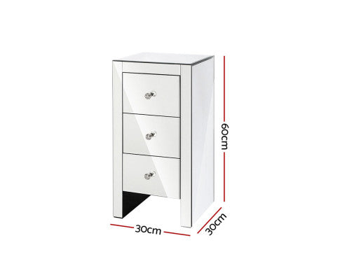 MIRRORED BEDSIDE DRAWERS