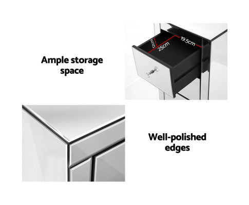 MIRRORED BEDSIDE DRAWERS