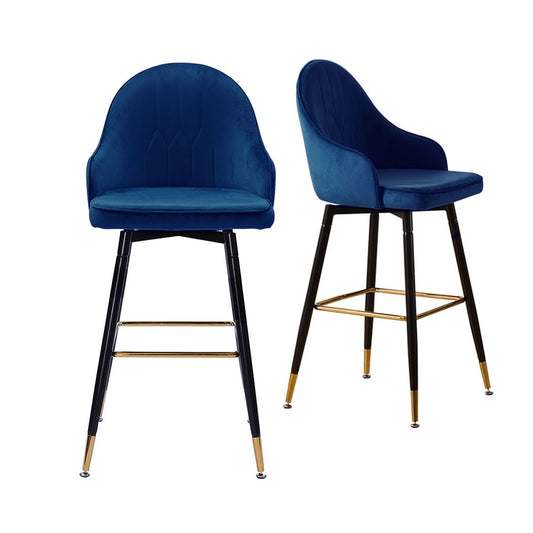 VINTAGE BLUE SWIVEL BAR STOOLS - SET OF 2